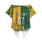 Australia - South Africa Rugby Custom Indigenous Motifs Off Shoulder Wrap Waist Top Bokke Vs Wallabies