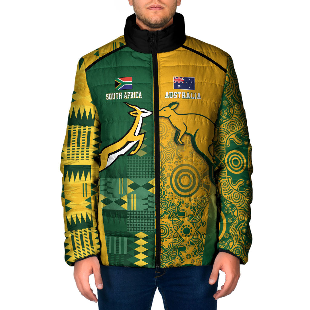 Australia - South Africa Rugby Custom Indigenous Motifs Padded Jacket Bokke Vs Wallabies