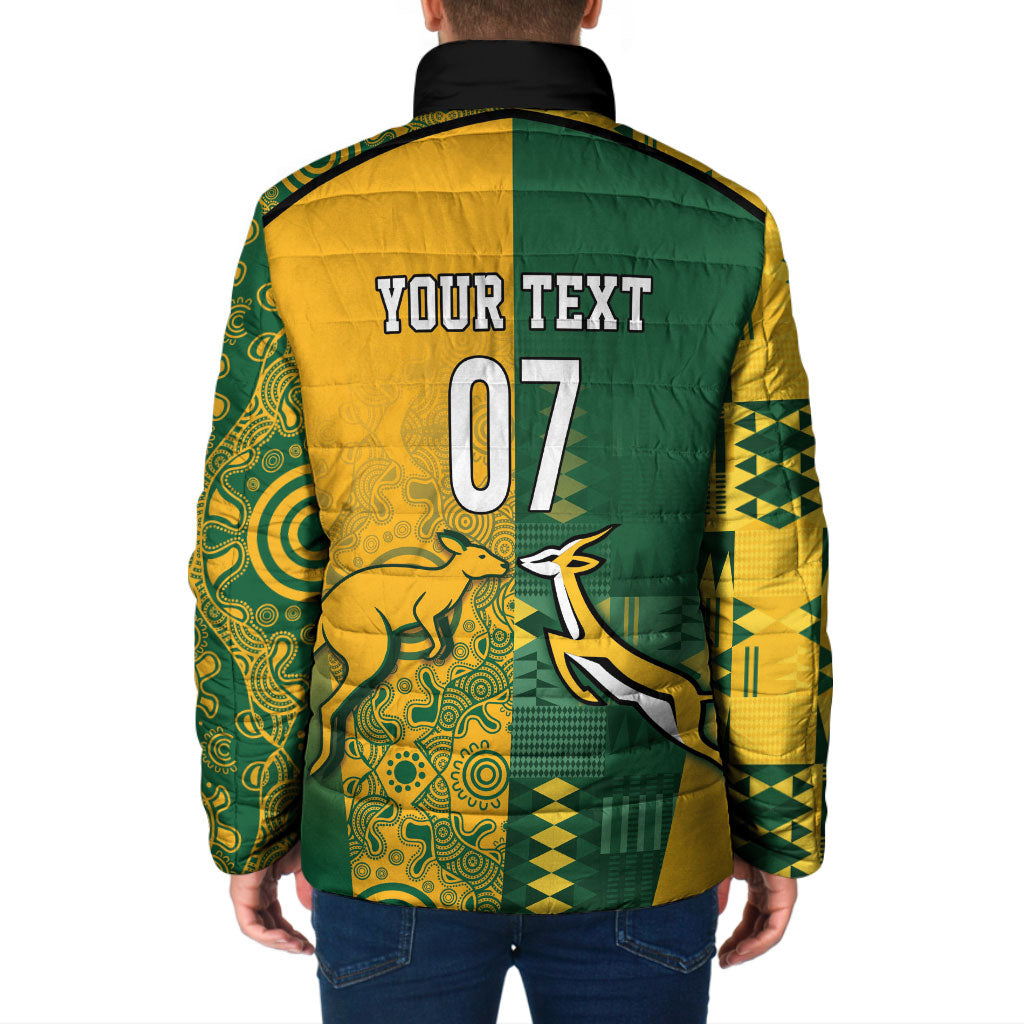 Australia - South Africa Rugby Custom Indigenous Motifs Padded Jacket Bokke Vs Wallabies