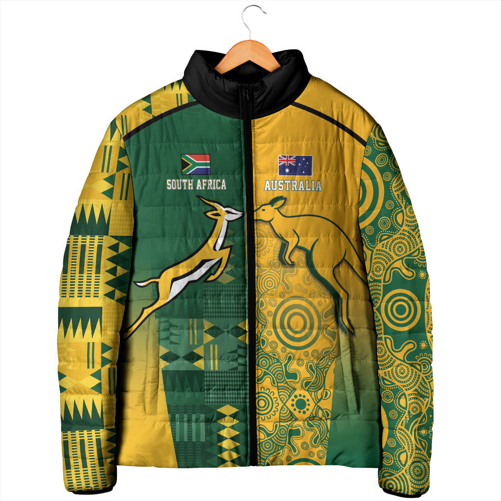 Australia - South Africa Rugby Custom Indigenous Motifs Padded Jacket Bokke Vs Wallabies