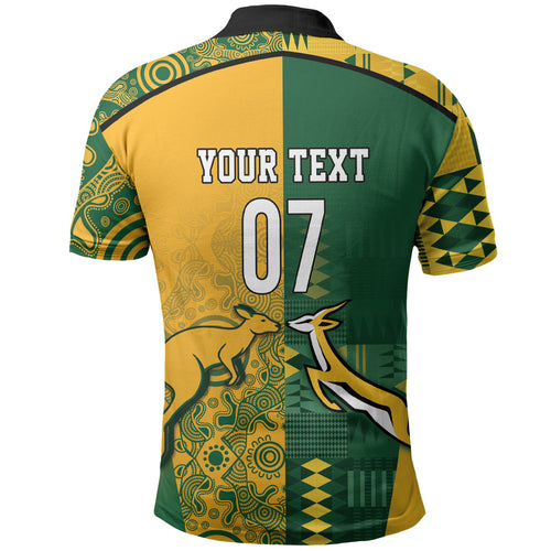 Australia - South Africa Rugby Custom Indigenous Motifs Polo Shirt Bokke Vs Wallabies