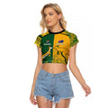Australia - South Africa Rugby Custom Indigenous Motifs Raglan Cropped T Shirt Bokke Vs Wallabies