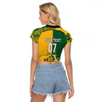 Australia - South Africa Rugby Custom Indigenous Motifs Raglan Cropped T Shirt Bokke Vs Wallabies