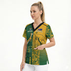 Australia - South Africa Rugby Custom Indigenous Motifs Scrub Top Bokke Vs Wallabies