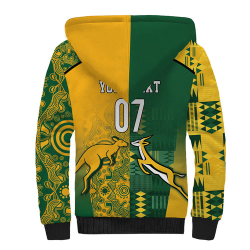 Australia - South Africa Rugby Custom Indigenous Motifs Sherpa Hoodie Bokke Vs Wallabies