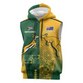 Australia - South Africa Rugby Custom Indigenous Motifs Sleeveless Hoodie Bokke Vs Wallabies