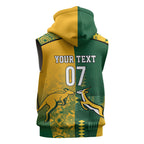 Australia - South Africa Rugby Custom Indigenous Motifs Sleeveless Hoodie Bokke Vs Wallabies