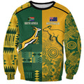 Australia - South Africa Rugby Custom Indigenous Motifs Sweatshirt Bokke Vs Wallabies