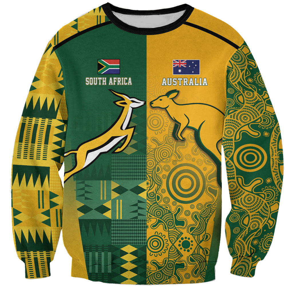 Australia - South Africa Rugby Custom Indigenous Motifs Sweatshirt Bokke Vs Wallabies