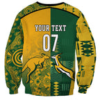 Australia - South Africa Rugby Custom Indigenous Motifs Sweatshirt Bokke Vs Wallabies