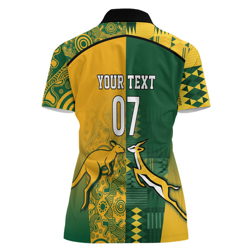 Australia - South Africa Rugby Custom Indigenous Motifs Women Polo Shirt Bokke Vs Wallabies