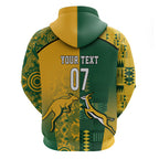 Australia - South Africa Rugby Custom Indigenous Motifs Zip Hoodie Bokke Vs Wallabies
