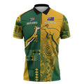 Australia - South Africa Rugby Custom Indigenous Motifs Zipper Polo Shirt Bokke Vs Wallabies