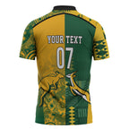 Australia - South Africa Rugby Custom Indigenous Motifs Zipper Polo Shirt Bokke Vs Wallabies