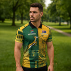Australia - South Africa Rugby Custom Indigenous Motifs Zipper Polo Shirt Bokke Vs Wallabies