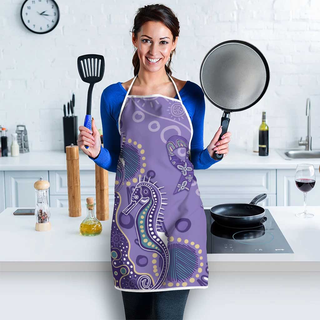 Australia Epilepsy Awareness Apron Aboriginal Purple Ribbon with Seahorse - Aussie Hoodie