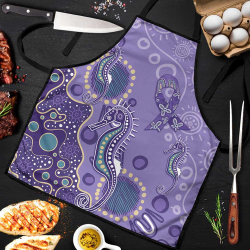 Australia Epilepsy Awareness Apron Aboriginal Purple Ribbon with Seahorse - Aussie Hoodie