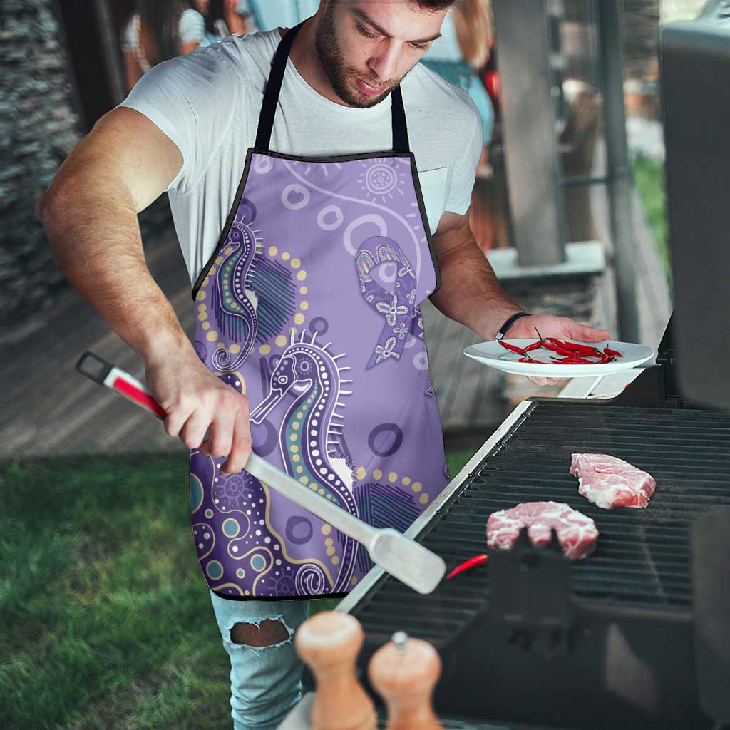 Australia Epilepsy Awareness Apron Aboriginal Purple Ribbon with Seahorse - Aussie Hoodie