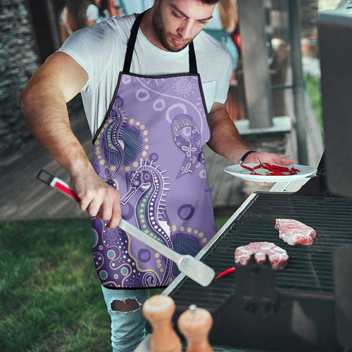 Australia Epilepsy Awareness Apron Aboriginal Purple Ribbon with Seahorse - Aussie Hoodie