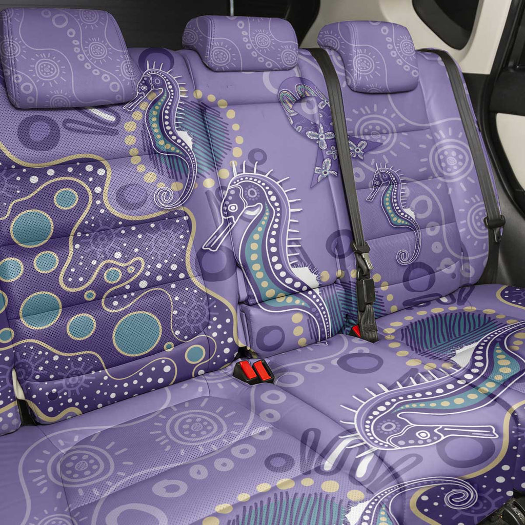 Australia Epilepsy Awareness Back Car Seat Cover Aboriginal Purple Ribbon with Seahorse - Aussie Hoodie