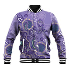 Australia Epilepsy Awareness Baseball Jacket Aboriginal Purple Ribbon with Seahorse - Aussie Hoodie