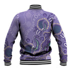 Australia Epilepsy Awareness Baseball Jacket Aboriginal Purple Ribbon with Seahorse - Aussie Hoodie