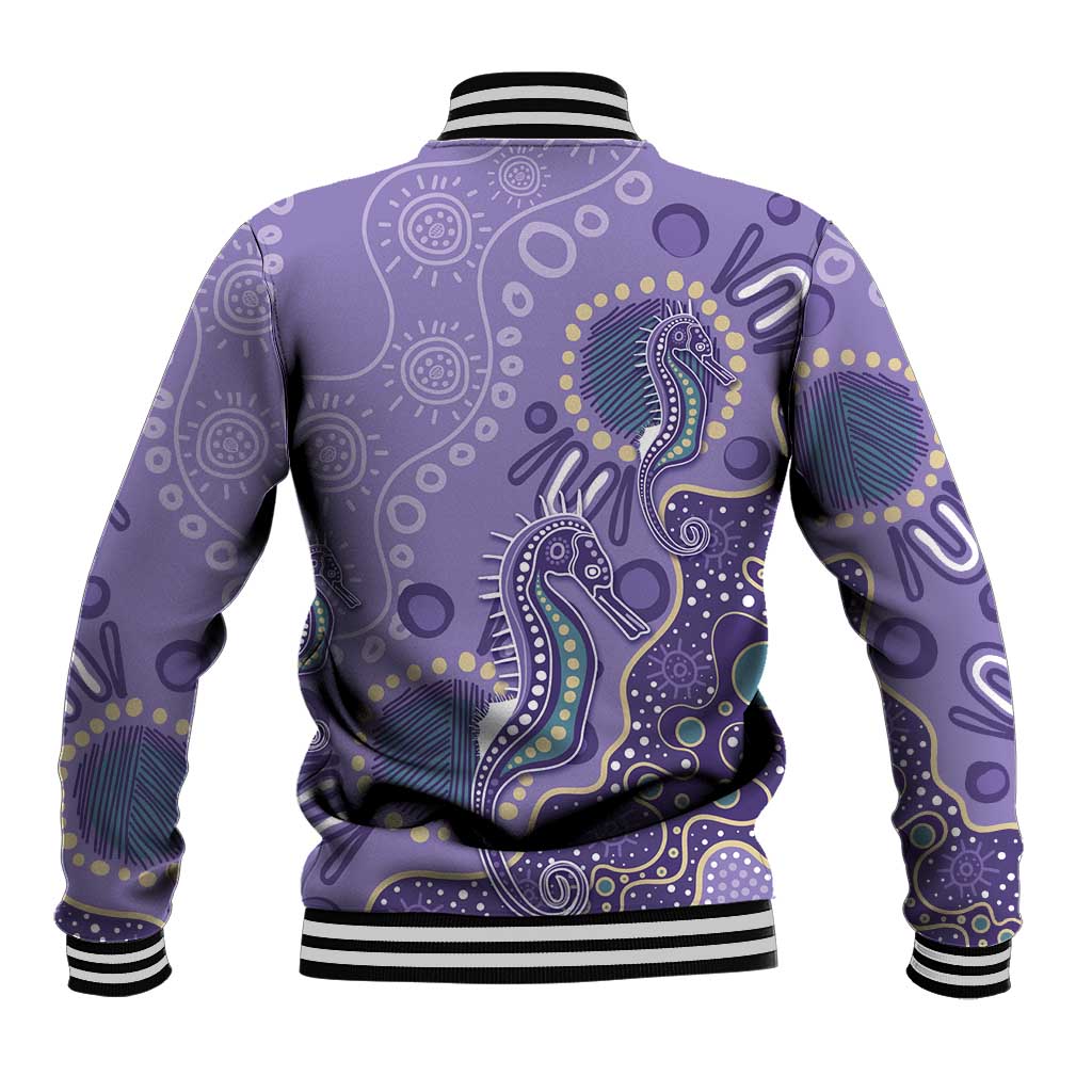 Australia Epilepsy Awareness Baseball Jacket Aboriginal Purple Ribbon with Seahorse - Aussie Hoodie