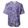 Australia Epilepsy Awareness Baseball Jersey Aboriginal Purple Ribbon with Seahorse - Aussie Hoodie