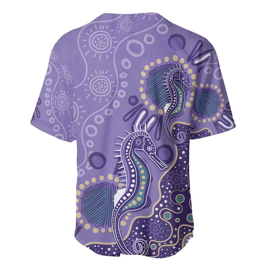 Australia Epilepsy Awareness Baseball Jersey Aboriginal Purple Ribbon with Seahorse - Aussie Hoodie