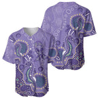 Australia Epilepsy Awareness Baseball Jersey Aboriginal Purple Ribbon with Seahorse - Aussie Hoodie