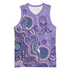 Australia Epilepsy Awareness Basketball Jersey Aboriginal Purple Ribbon with Seahorse - Aussie Hoodie