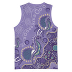 Australia Epilepsy Awareness Basketball Jersey Aboriginal Purple Ribbon with Seahorse - Aussie Hoodie