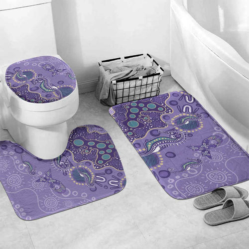 Australia Epilepsy Awareness Bathroom Set Aboriginal Purple Ribbon with Seahorse - Aussie Hoodie