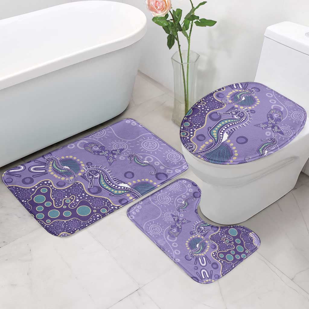 Australia Epilepsy Awareness Bathroom Set Aboriginal Purple Ribbon with Seahorse - Aussie Hoodie