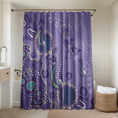 Australia Epilepsy Awareness Bathroom Set Aboriginal Purple Ribbon with Seahorse - Aussie Hoodie