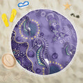Australia Epilepsy Awareness Beach Blanket Aboriginal Purple Ribbon with Seahorse - Aussie Hoodie