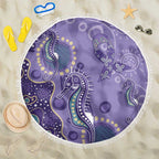 Australia Epilepsy Awareness Beach Blanket Aboriginal Purple Ribbon with Seahorse - Aussie Hoodie