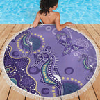 Australia Epilepsy Awareness Beach Blanket Aboriginal Purple Ribbon with Seahorse - Aussie Hoodie