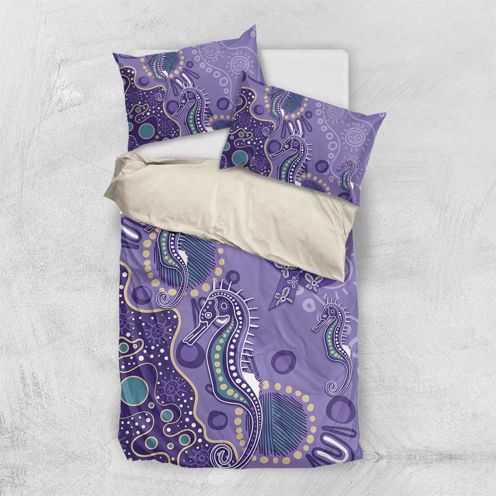 Australia Epilepsy Awareness Bedding Set Aboriginal Purple Ribbon with Seahorse - Aussie Hoodie