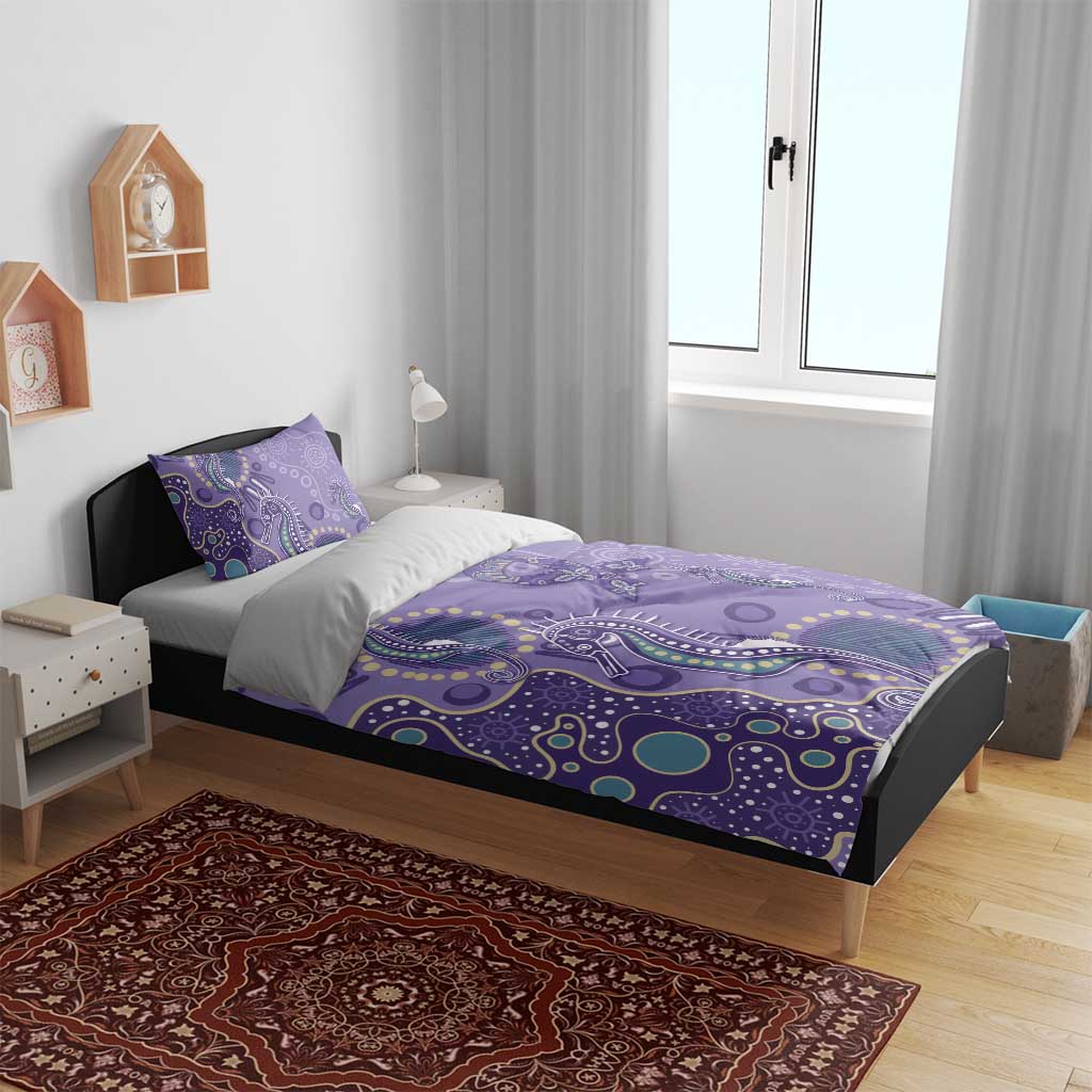 Australia Epilepsy Awareness Bedding Set Aboriginal Purple Ribbon with Seahorse - Aussie Hoodie