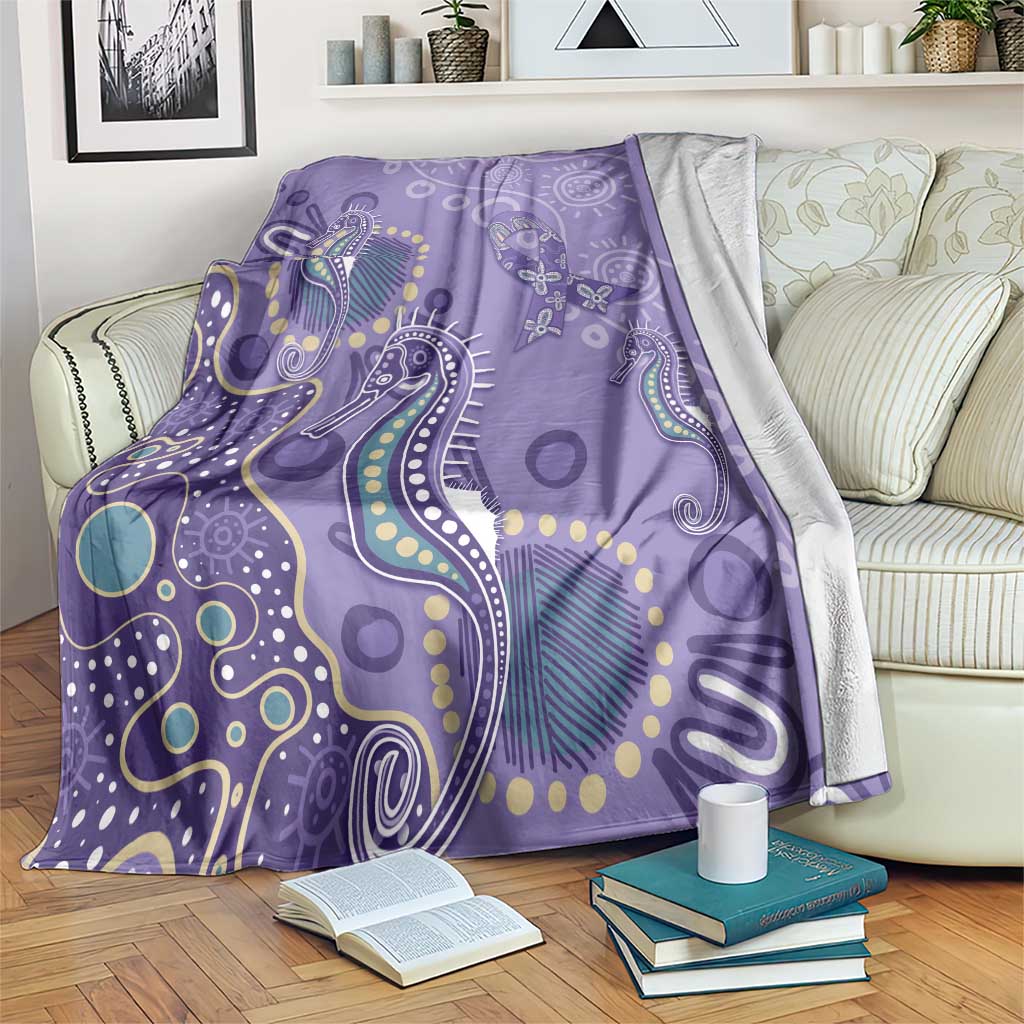 Australia Epilepsy Awareness Blanket Aboriginal Purple Ribbon with Seahorse - Aussie Hoodie