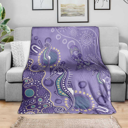 Australia Epilepsy Awareness Blanket Aboriginal Purple Ribbon with Seahorse - Aussie Hoodie