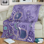 Australia Epilepsy Awareness Blanket Aboriginal Purple Ribbon with Seahorse - Aussie Hoodie