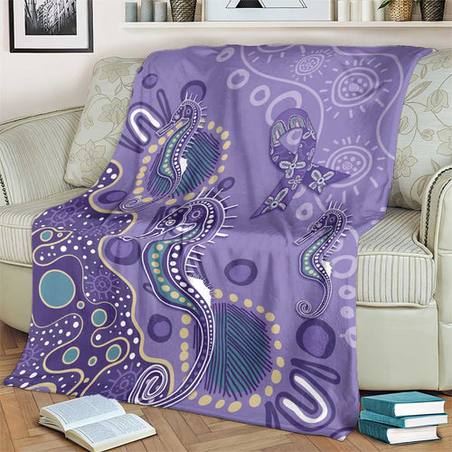 Australia Epilepsy Awareness Blanket Aboriginal Purple Ribbon with Seahorse - Aussie Hoodie