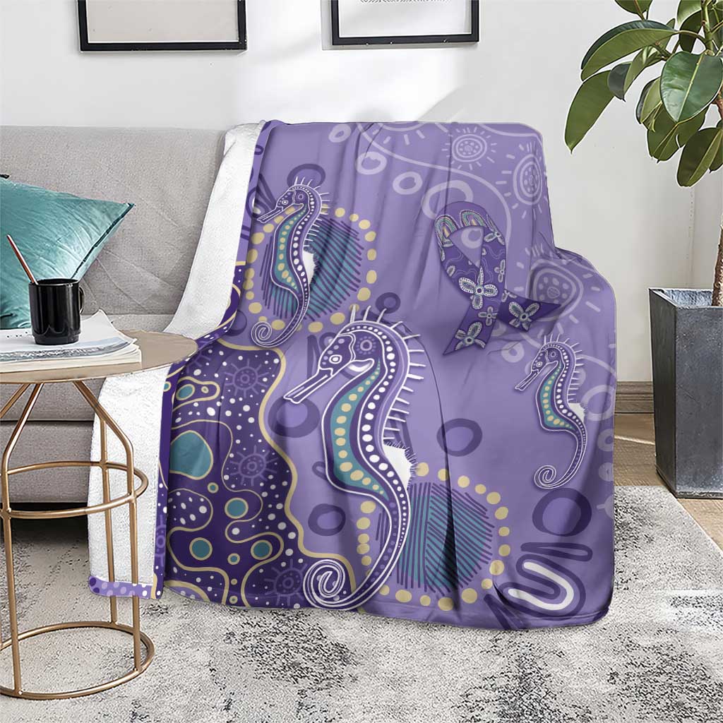 Australia Epilepsy Awareness Blanket Aboriginal Purple Ribbon with Seahorse - Aussie Hoodie