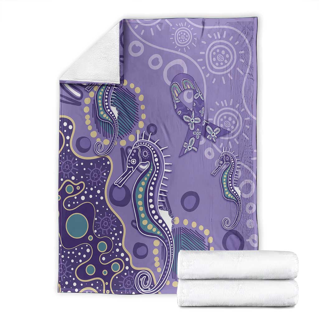 Australia Epilepsy Awareness Blanket Aboriginal Purple Ribbon with Seahorse - Aussie Hoodie
