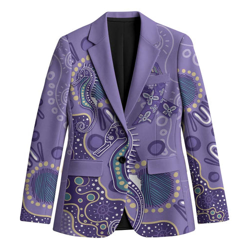 Australia Epilepsy Awareness Blazer Aboriginal Purple Ribbon with Seahorse - Aussie Hoodie