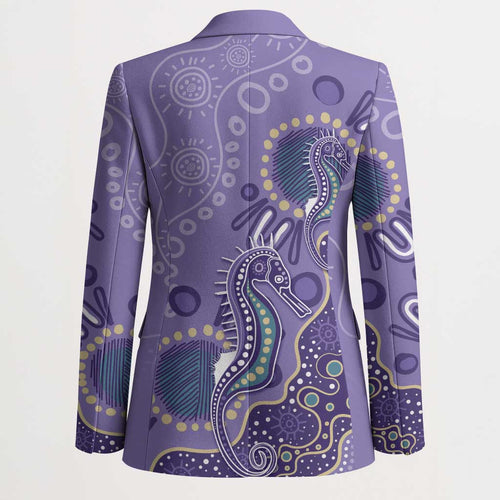 Australia Epilepsy Awareness Blazer Aboriginal Purple Ribbon with Seahorse - Aussie Hoodie