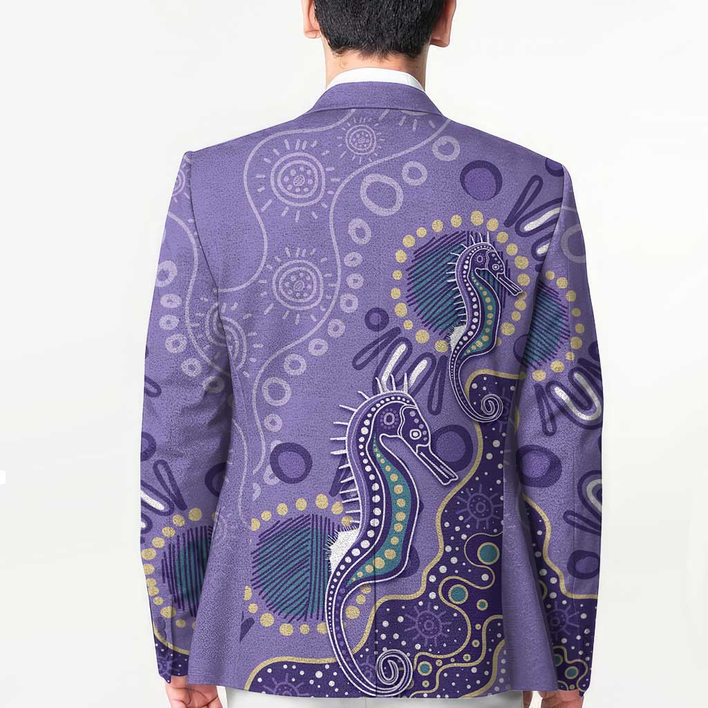 Australia Epilepsy Awareness Blazer Aboriginal Purple Ribbon with Seahorse - Aussie Hoodie