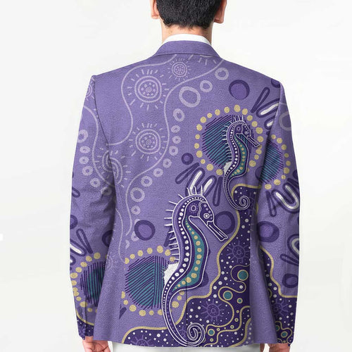 Australia Epilepsy Awareness Blazer Aboriginal Purple Ribbon with Seahorse - Aussie Hoodie